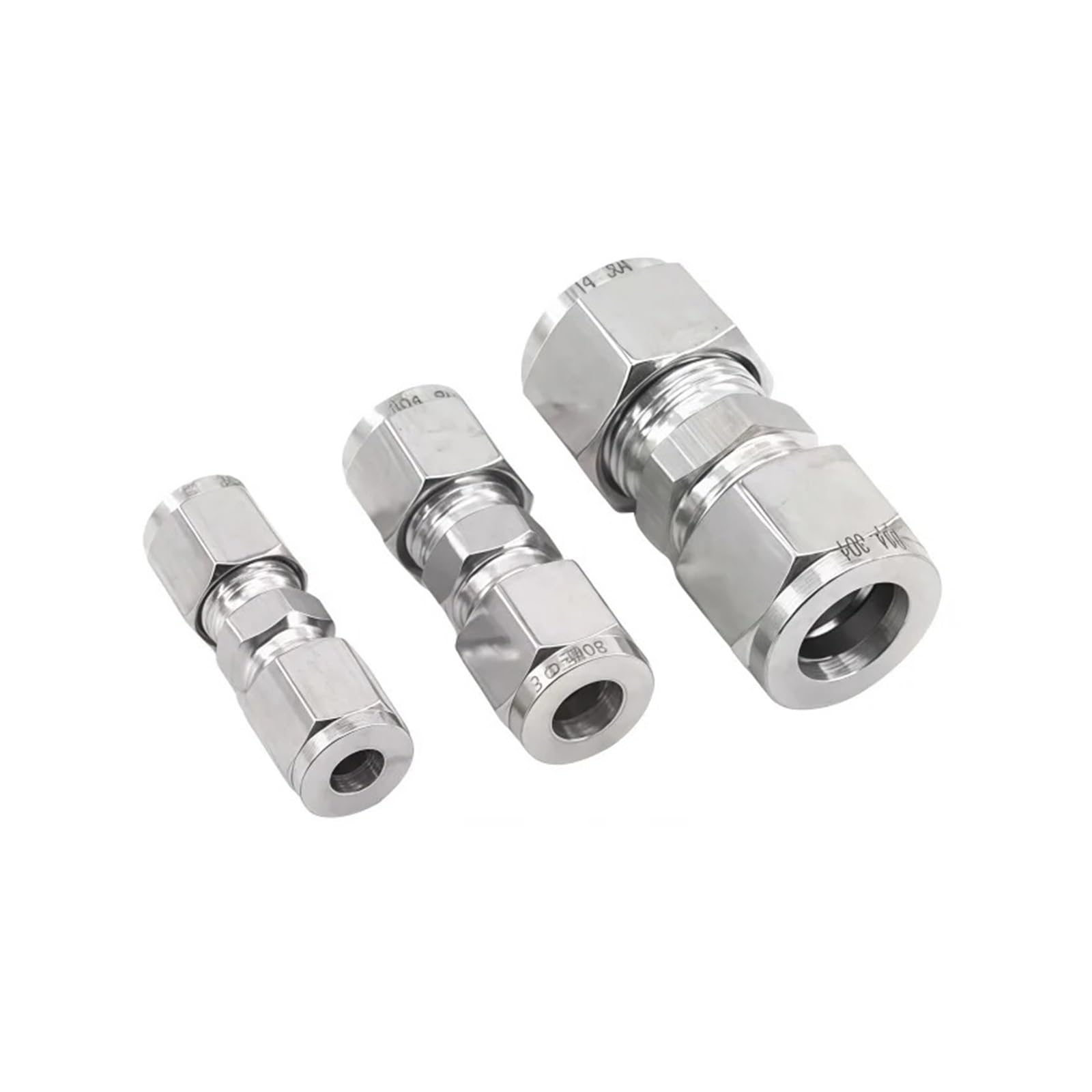 1pcs 304 Stainless Steel Compression Equal Reducing Union 3-16mm 1/8" 1/4" 3/8" 1/2" OD Pipe Double Ferrules Connector(5mm)