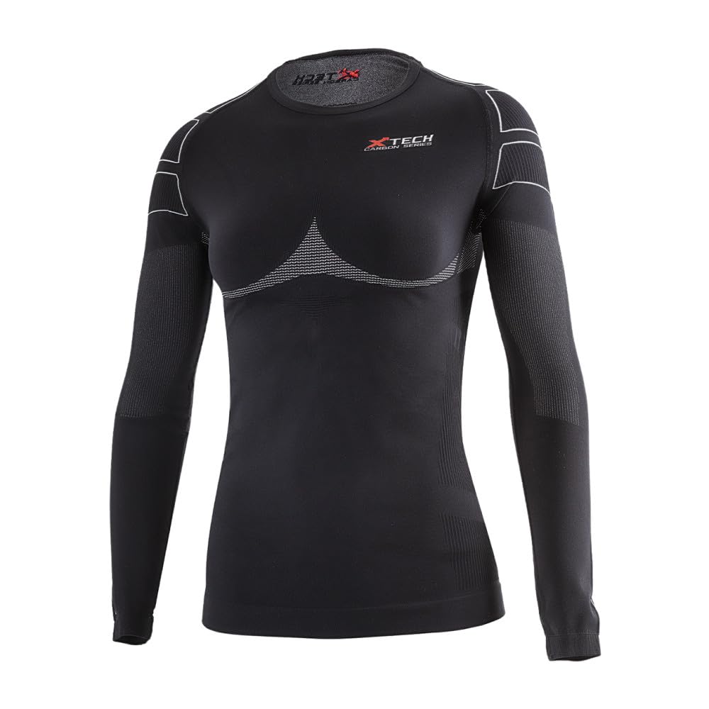 Generico Maglia Termica Donna Tecnica Nera Intima Maniche Lunghe Sportiva per Sci Moto Outdoor Lavoro Antivento Invernale Girocollo X-Dry Traspirante XTECH Made in Italy