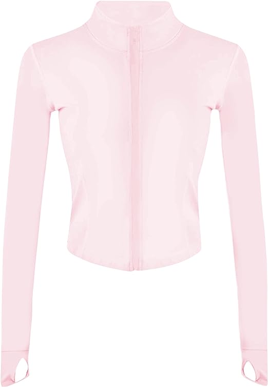 Lviefent Womens Lightweight Full Zip Running Track Jacket Workout Slim Fit Yoga Sportwear with Thumb Holes
