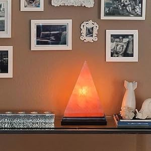 Pyramid Shape Himalayan Salt Lamp Individually Hand Crafted 8 inches 7 lbs Amber Glow Certified Wire with Dimmer Switch and Extra Bulb Unique Gift Idea