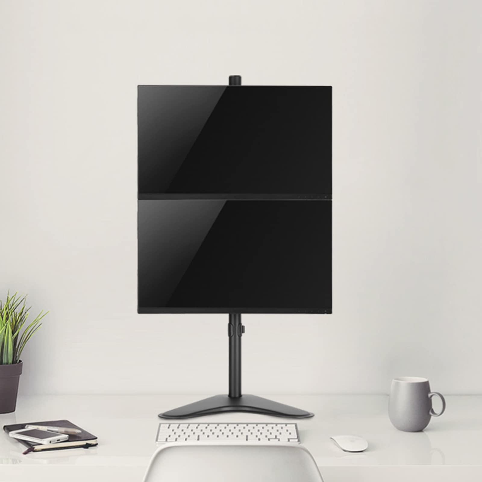 asdchZen Dual Monitor Stand Fits Two 13 To 32 Inch Screen,Free Standing Full Motion Monitor Desk Mount,Holds Up To 8Kg/17.6 Lbs