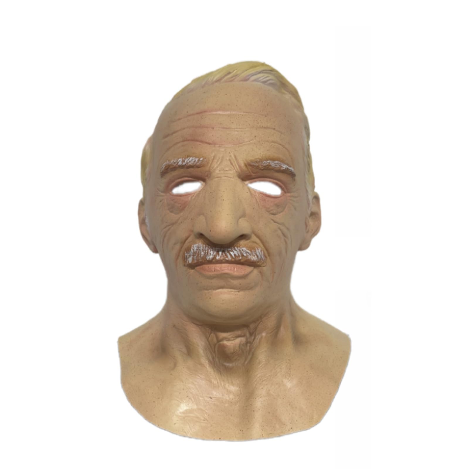 Halloween Realistic Old Man Mask Costume Adult Funny Wrinkie Face Mask Latex Headgear With Wig Latex Mask Carnival Masquerade Props (B-01, One Size)