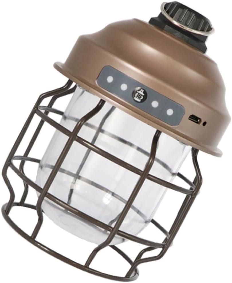 USB Charging Retro Style Camping Lantern Portable Lightweight Outdoor Lantern with Buckle for Hanging Wear Resistant Material Rechargeable Camping Light for Hiking and Emergency