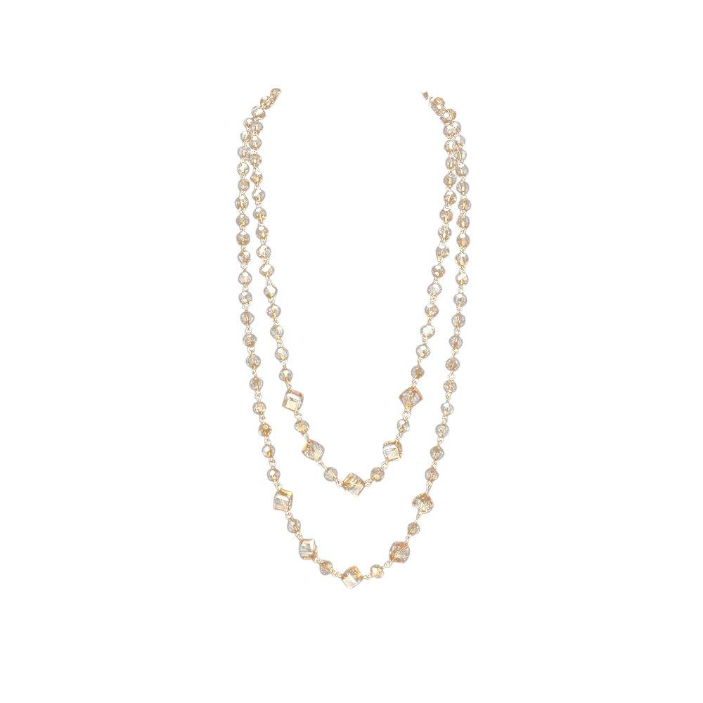 Long Crystal Necklace - Multilayer Chain Pendant Strand Women Necklace