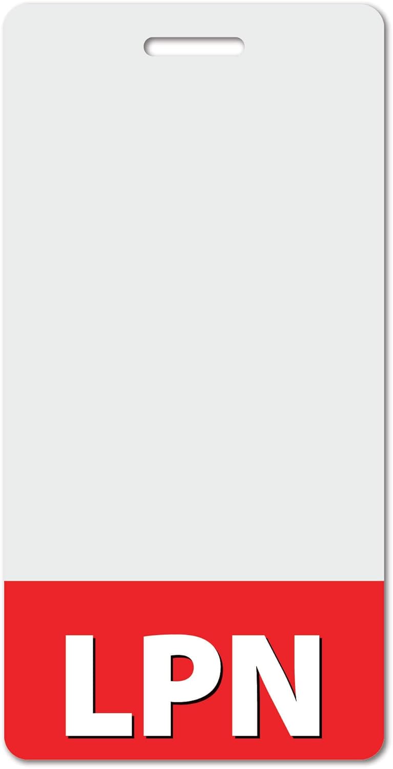 LPN Heavy Duty Vertical Red (20 Pack) - Spill & Tear Proof Cards - 2 Sided USA Printed Quick Role Identifier ID Tag Backer by BadgeZoo