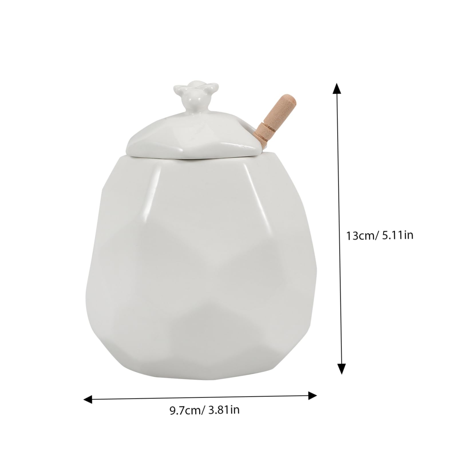 OFFSCH 1 Set Ceramic with Lid and Wooden Dipper Cute Honey Storage Pot for Kitchen Counter Dining Jam