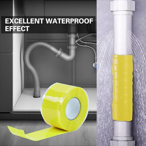 Image of SIKEDEPRO 1 Rolls Self-fusing Silicone Tape 1'' X 10-Feet Self Bonding Repair Tape Rubber Sealing Tape Multi-Purpose Adhesive Tape for Outdoor Antenna Coax & Electrical Cables (Yellow)