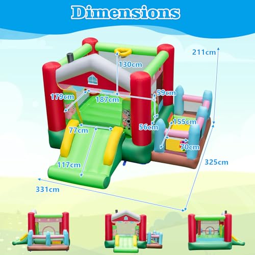 COSTWAY Kids Bouncy Castle with Slide, Ball Pit and Hoop - Image 6