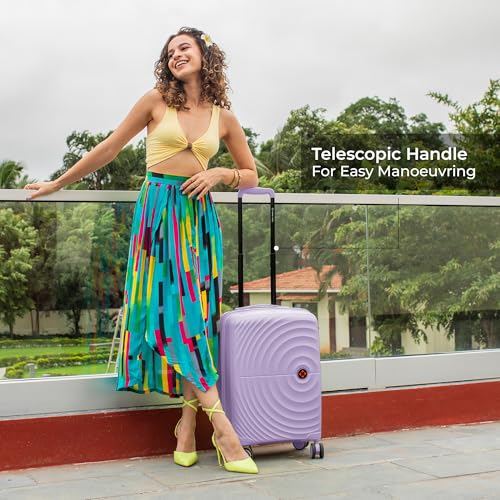 Image of Nasher Miles Polypropylene Spinner Seattle Hard-Sided Cabin Luggage 20 inch | 55cm | 8 Wheels Small Trolley Bag for Travel | Suitcase (Pastel Purple)