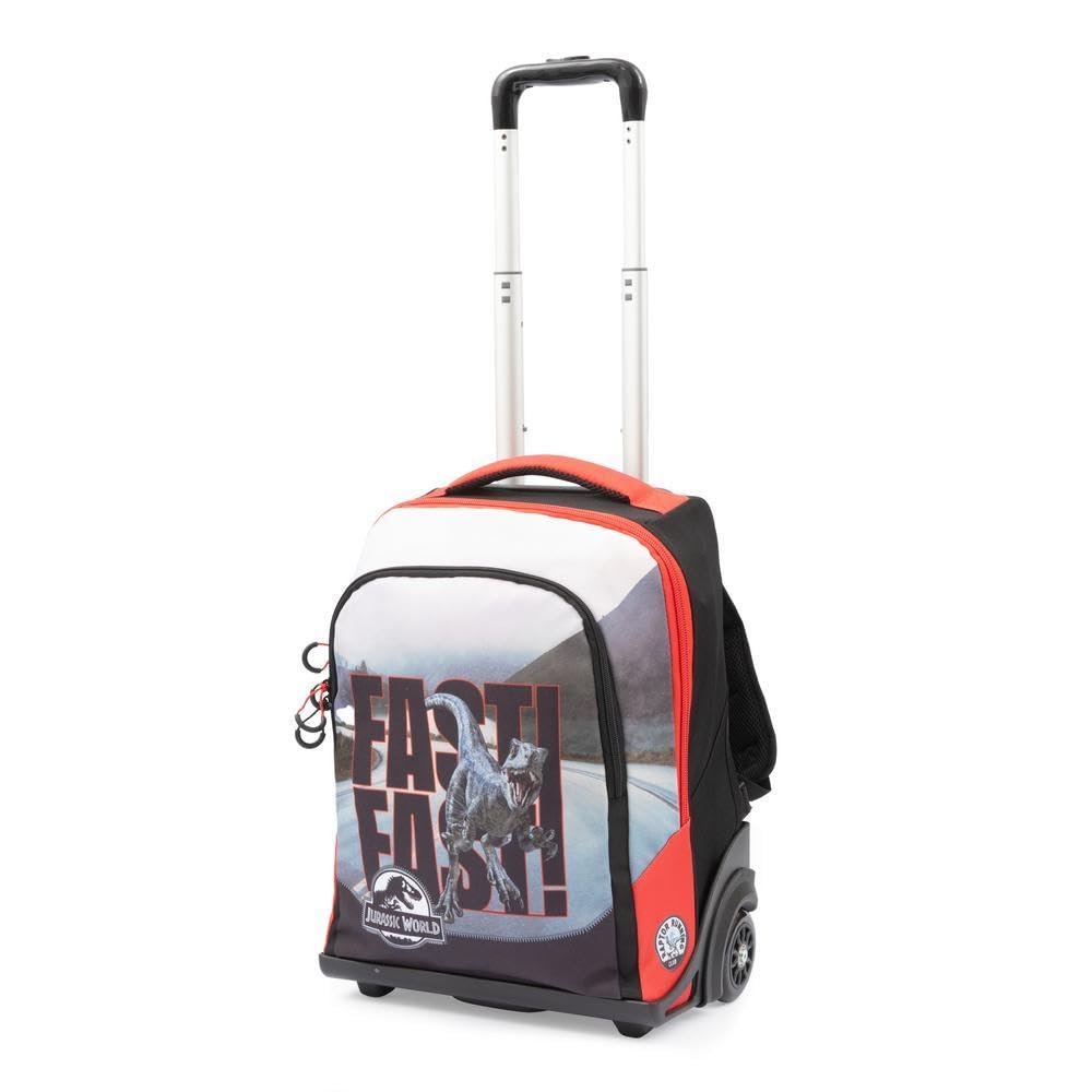 Giochi Preziosi – Jurassic World Trolley – Zaino Trolley Bambini, Schienale Imbottito, Ruote Rinforzate, Maniglia Telescopica, Design Ufficiale Jurassic World
