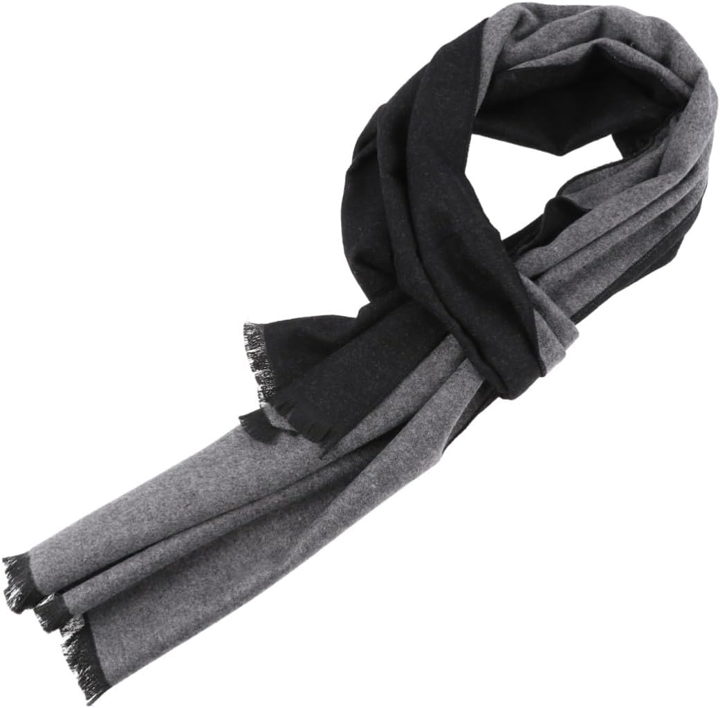 TOYANDONA Men’s Winter Scarf Double-sided Black and Grey Imitation Cashmere Shawl Fashionable Soft Scarf for Cold Weather