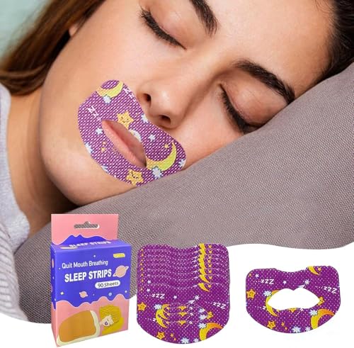 Yelajoy 90 PCS Mouth Tape for Sleeping Promotes Nasal Breathing Mouth Strips for Adults and Kids Non Woven Fabric Sleep Aids Breathable (Purple for Oily Skin)