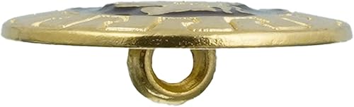 Miniatura 4 de Mibo - 8 botones de vástago fundido a presión de zinc, diseño de camafeo del emperador romano, 32 L (0.787 in), dorado con centro de esmalte negro,