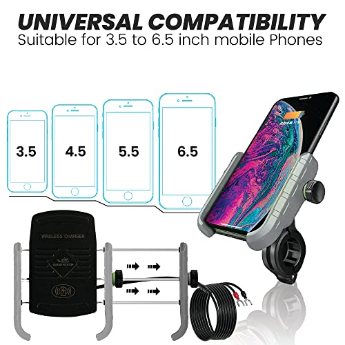 Image of GRAND PITSTOP Mobile Holder for Bikes, Motorcycle, Scooter, Bicycles, Wireless Jaw Grip Bike Mobile Holder for Maps and GPS Navigation with 360 Rotation Aluminium Handlebar Phone Mount-Silver