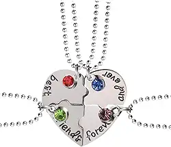 4 Peças Colar Melhores Amigas Coração Best Friends