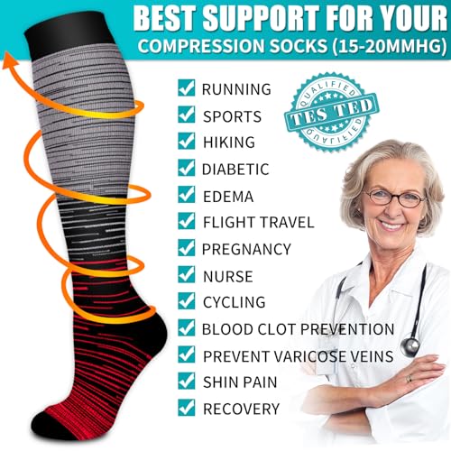 Image of Copper Compression Socks for Women & Men (6 pairs) - Best Support for Nurses, Running, Hiking, Recovery