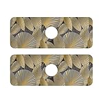Absorbent-Sink-Mat-Nonslip-Splash-Mat-Cut-to-Fit-Water-Guard-Elegant-Gold-Exotic-Leaves-Faucet-Absorbent-Mat-for-Bar-RV