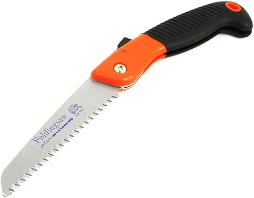 X-DREE Black Orange Handle Teeth Edge Blade Foldable Tree Cutter Handsaw(Black Orange Handle Teeth Edge Blade Cortadora de árbol plegable Sierra de