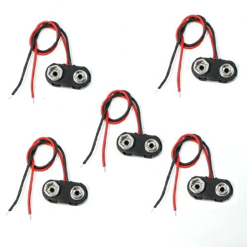 Uxcell 5Pcs I Type 9V Battery Clip Hard Shell Connectors Buckle Cable Lead #TOP4
