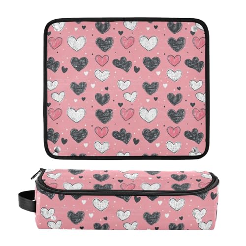 Bolsa de viaje para herramientas de cabello con estampado romántico mármol, resistente al calor, con tapete para planchas, rizadores y organizador portátil miniatura 3