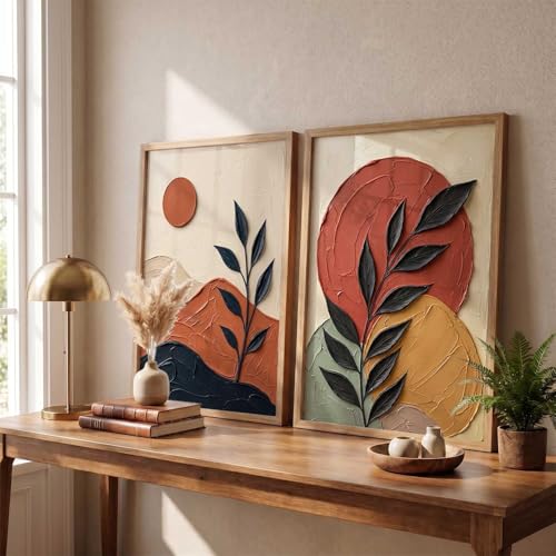 Image of kotart BOHO Art Wall Painting Home Decoration With Frame For Living Room Bed Room Hotel Wall Decor Digital Reprint Engineered Wood Set of 2 (14 X 20 INCH)