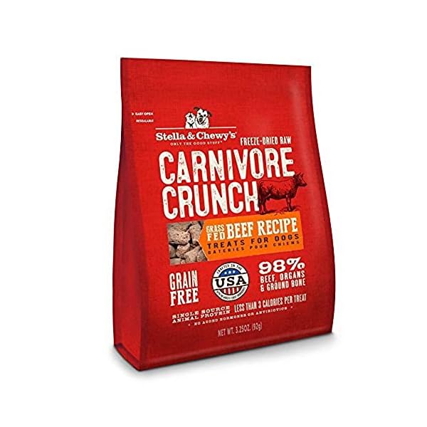 Stella & Chewy’s Freeze-Dried Raw Carnivore Crunch Grass-Fed Beef Recipe Dog Treats – 3.25 oz. Bag Stella & Chewy’s Freeze-Dried Raw Carnivore Crunch Grass-Fed Beef Recipe Dog Treats – 3.25 oz. Bag