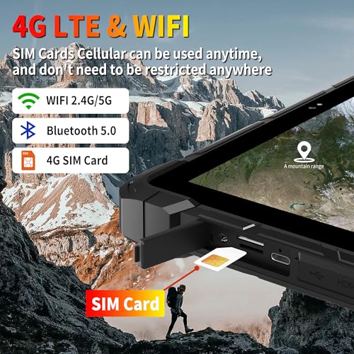 Image of Rugged Tablet Win 11 Pro, 10.1 inch Celeron N100 Industrial Outdoor Work PC, IP67 Waterproof 8GB RAM 128GB eMMC Tablet PC, 8000 mAh Battery with 4G LTE /GPS /WiFi5.0 /BT5.0 /FHD for Field Workers