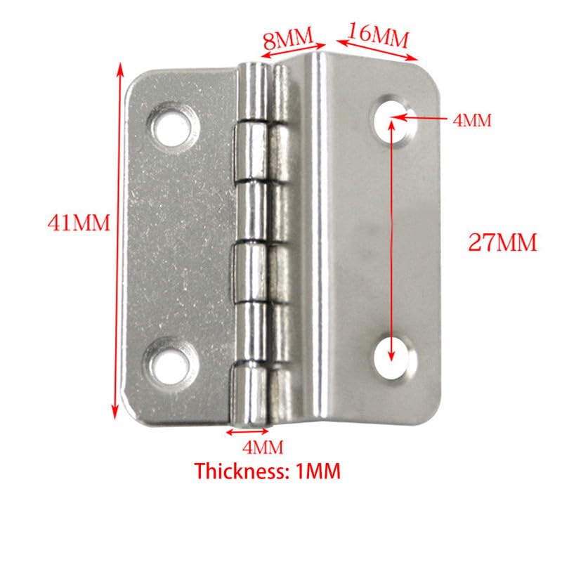 2PCS Three Fold Retro Shutter Hinge 41 * 8 * 1MM,Half-Surface Chest Hinges,Cranked Hinges for Cabinet, Sliver, 41*8*1mm - Image 2