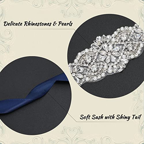 Whippy Bridal Belt Rhinestone Wedding Belts For Bride Dress Women Crystal Sash Waistband For Wedding Evening Gown Blue #TOP1