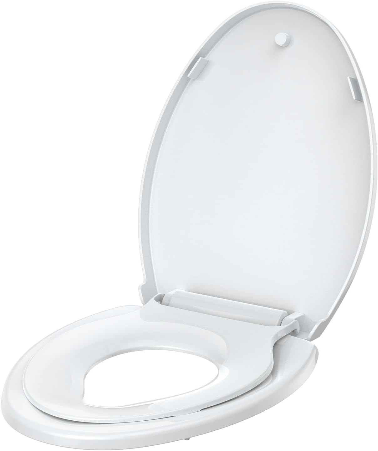 Round Toilet Seat with Toddler Seat Built-In, American Standard, Slow Close Lid, Quick Release Hinges, Non-Slip Bumpers, Easy Install & Clean, Never Loosens Design