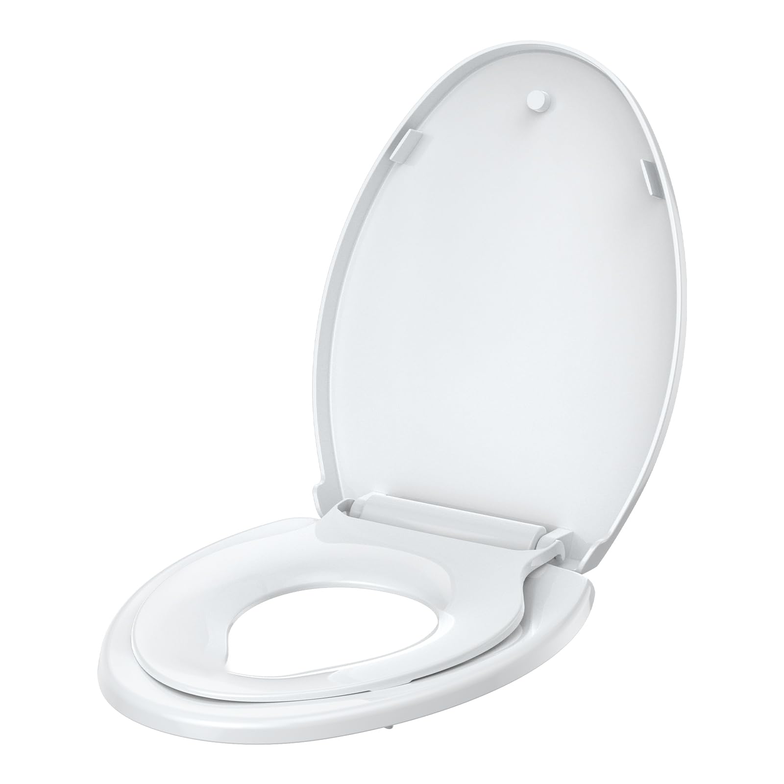 Elongated Toilet Seat with Toddler Seat Toilet Seat Cover with Built-in Child Seat for Potty Training Quick-Release PP