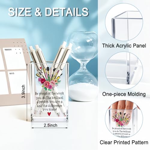 Image of Be Pround of The Work You Do Acrylic Cosmetic Holder, Inspirational Makeup Brush Holder Gifts, Encouragement Gifts for Girls Women, Lipstick Storage for Bathroom Jewelry Accessories Holding