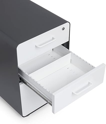 Miniatura 9 de Poppin Stow - Archivador de 3 cajones color negro  nogal 2 cajones de utilidad y 1 cajón de archivos colgante totalmente pintado por dentro y por