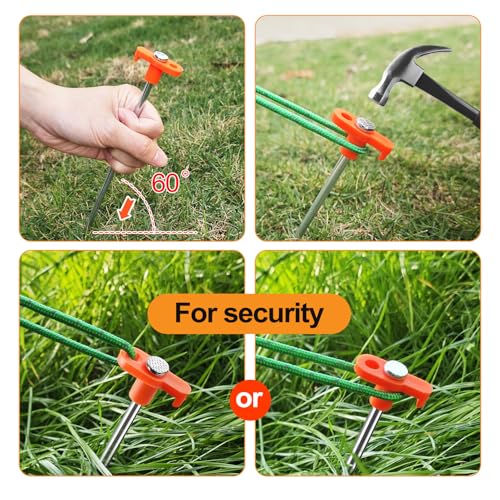 CHERAINTI-Tent-Stakes-22-Pcs-Heavy-Duty-Metal-Stakes-for-Ground-with-Storage-Bag-984-Inch-Galvanized-Non-Rust-Camping-Tent-Pegs-Ground-Spikes-for-Camping-Tarp-Garden-Hiking-Orange