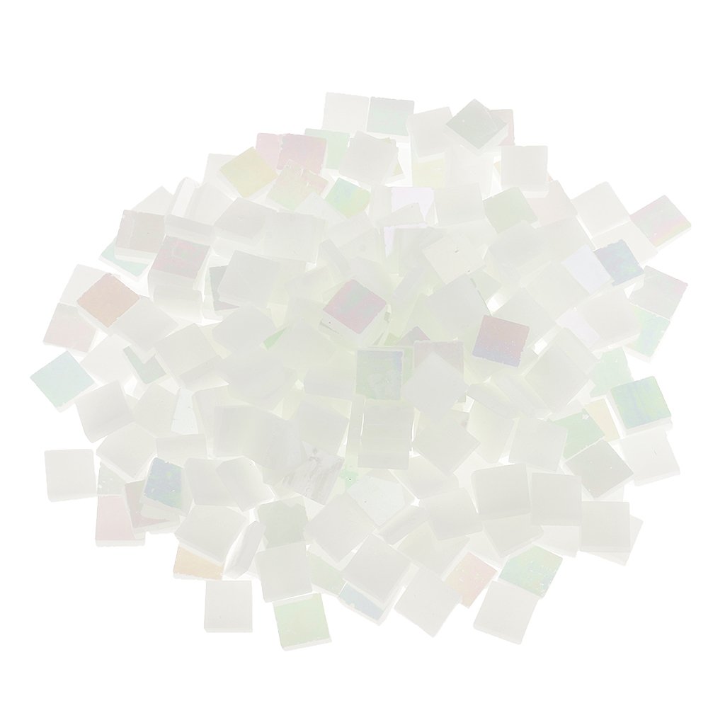 250x Vitreous Glass Mosaic Tiles for Arts DIY Crafts Bright White
