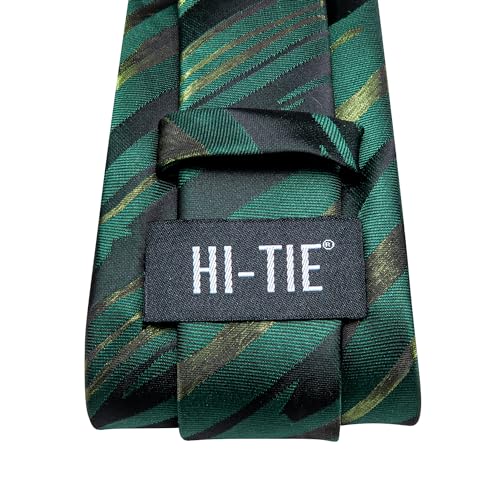 Image of Hi-Tie Men Ties Sets Silk Stripe Paisley Necktie Pocket Square Cufflinks for Business Wedding