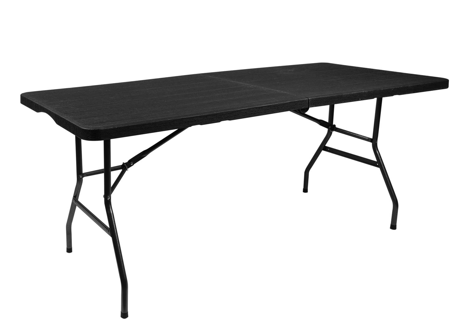 ISO Trade Klappbarer Gartentisch 180 cm - Gartentisch Catering Wetterfest - für 8 Personen, HDPE & Stahlrahmen Outdoor Banketttisch Koffer Design Schwarz