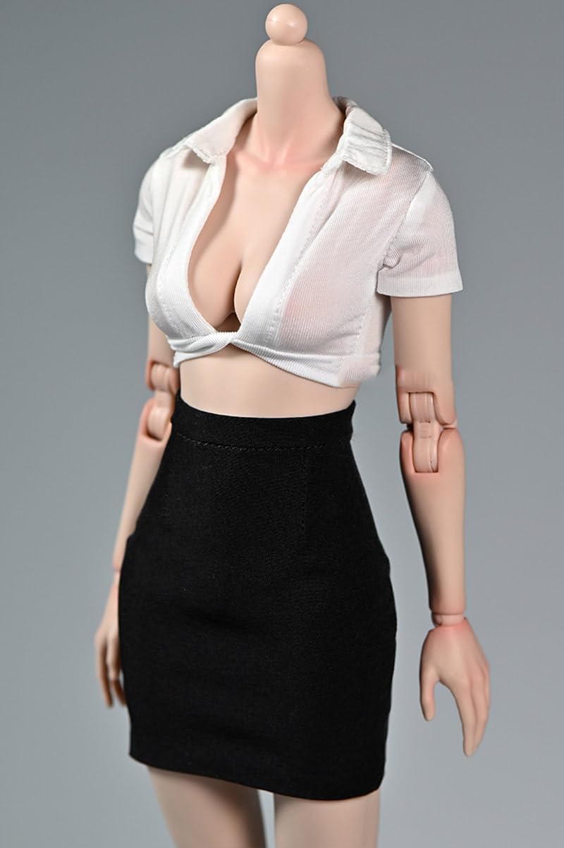 1/6 Scale Female Clothes, Female High Waisted Short Skirt Wrapped Skirt Costume Outfit Clothing for 12inch PH TBL JO Action Figure Body (Black Skirt)