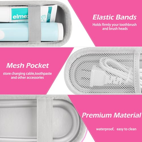 Image of 5pcs Toothbrush Head Covers Cap & Travel Case for Oral-B /Oral-B Pro /Phlips Sonicare /iO Series Electric Toothbrush, Portable Protective Case and Toothbrush Cover Set (Pink)