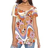 Photo Gallery poetesant top a tunica rosa da donna blu rosa manica corta svasato t-shirt fiori rosa scollo a v button up top plissettato, hippie fiore swirl ondulato, x-large Photo Gallery poetesant top a tunica rosa da donna blu rosa manica corta svasato t-shirt fiori rosa scollo a v button up top plissettato, hippie fiore swirl ondulato, x-large