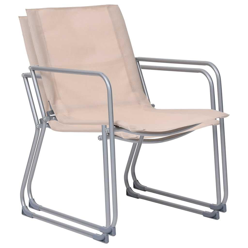 Set Salotto da Giardino 4 pz in Acciaio e Textilene Crema | Arredo esterno per patio e terrazzo con tavolino in vetro e sedute in tessuto traspirante per momenti di relax all'aperto.