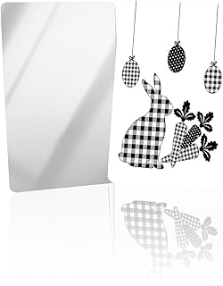 OComster Easter Spring Compact Mirror Bulk 4 Pack Card Mirror, Black and White Checkered Bunny Small Compact Mirror for Purse, Rectangular Handheld Pocket Makeup Mirror