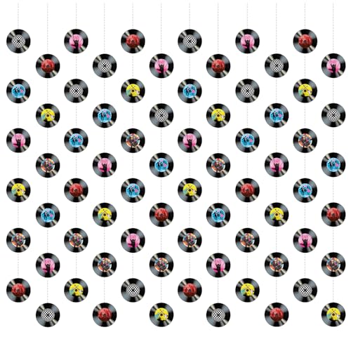 12pz Striscioni per Dischi in Vinile, Retrò Anni '50/'70/'80 Decorazioni per Feste Musicali Pre-Infilate Ghirlanda Ritagliata per Dischi Decorazioni per Feste Rock And Roll Stelle Filanti