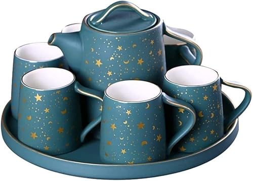 Servizio da tè da 8 Pezzi per 6 Persone, Lussuoso Servizio da caffè in Stile Inglese con Vassoio, Splendido Servizio in Porcellana per Decorare Il Salotto, Servizio 8 Piece Set