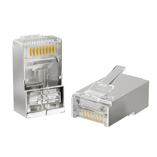 Miniatura 9 de iwillink Paquete de 100 conectores de paso RJ45 Cat6, conectores de crimpado de cable Ethernet, enchufe de red UTP para cable sólido y cable