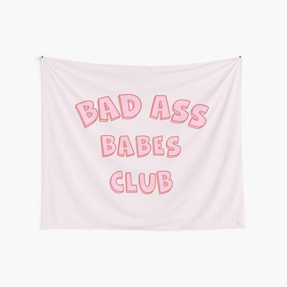 CuYatry Bad Ass Babes Club Boutique Tapestry Wall Hanging Tapestry Vintage Tapestry Wall Tapestry Micro Fiber Peach Home Decor 59.1X51.2 in