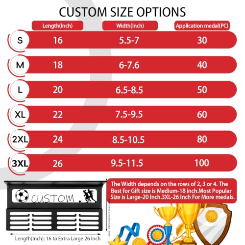 Image of Personalized Medal Holder with Name Display Rack for Awards Ribbons - Metal Custom Sports Race Plaques Hanger for Wall Mount Hold Up 63 Medal Hanger Display for Athlete Boy Girl Kid