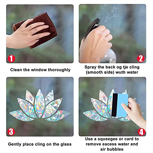 Image of GORGECRAFT Lotus Rainbow Window Clings, Anti-Collision Bird Deterrent Decal