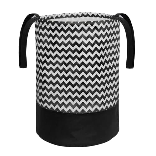 Round Panda Print Laundry Hamper Storage Basket | Foldable Clothes Organizer Bin with Handles | Cotton Fabric Laundry Basket for Clothes, Toys & Nursery Storage (zig zag) Deal