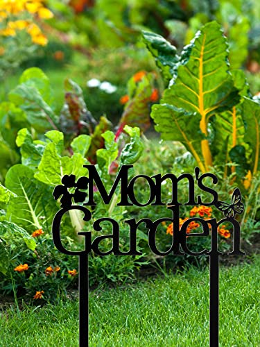 Cinpiuk Mom's Garden Sign, 16 Inch Metal Yard Stake Decorative Outdoor Art Decor Gardener Mom Birthday #TOP5
